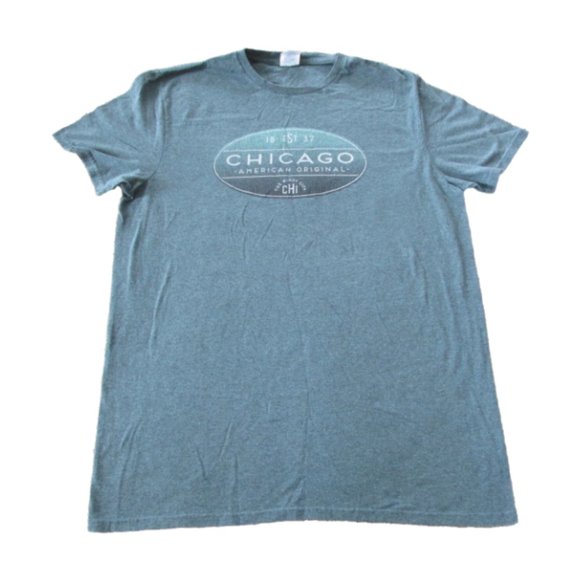 Delta Soft Pullover‎ Chicago T Shirt Women Large Green Short Sleeve Logo Tee Top - Picture 1 of 4